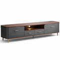 Meuble TV design bois fonc avec tiroirs et clairage intgr