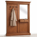 Meuble d'entrée bois massif avec miroir et porte manteaux
