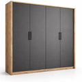 Grande armoire moderne bois et noir avec portes battantes