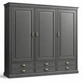 Armoire classique grise avec tiroirs et portes battantes