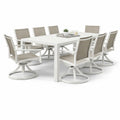 Ensemble table repas extérieur avec 8 chaises pivotantes