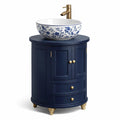 Meuble lavabo arrondi bleu avec vasque cramique dcore