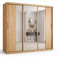 Armoire coulissante bois avec portes miroir pleine hauteur