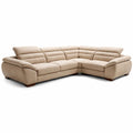 Canapé angle tissu beige grande capacité avec coussins