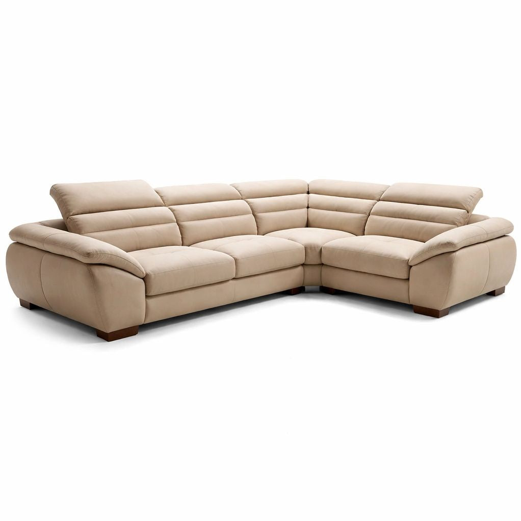 Canapé angle tissu beige grande capacité avec coussins