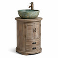 Meuble lavabo bois avec vasque cramique verte dcor floral
